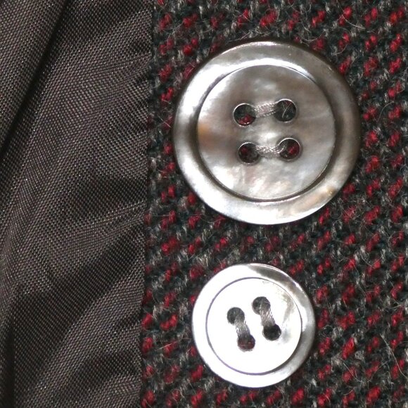 Vintage Ports International Pure New Wool Grey/ Burgundy Tweed Blazer Size S - Picture 12 of 12